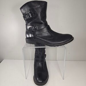 MONTANA Black Leather Side zip Boots Womens Size 6.5M